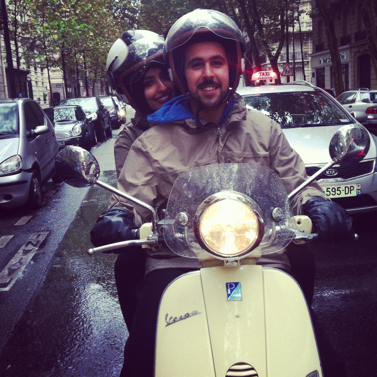 Streets of Paris by Vespa scooter during a Paris sightseeing tour.